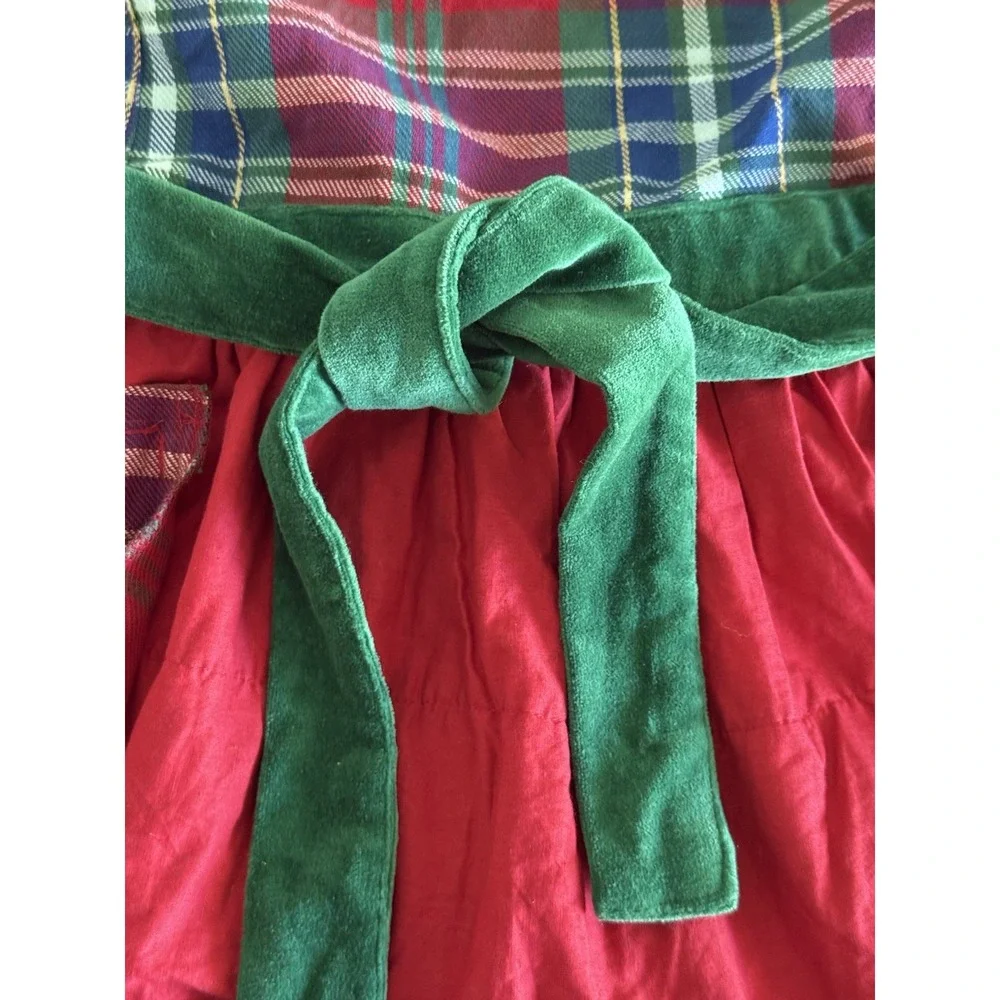 Sur La Table Apron Plaid Ruffle Christmas Holiday Tartan Velvet Trim Smallish